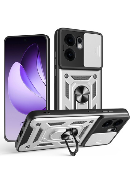 Oppo RENO13 F 5g Pc + Tpu Kickstand Telefon Kapağı, Slayt Kamera Kapaklı (Yurt Dışından)