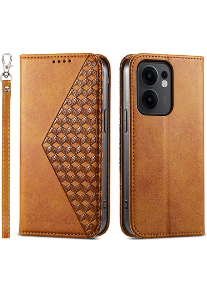 Oppo RENO13 F 5g Buzağı Dokusu Cüzdanlı Pu Deri Telefon Kılıfı (Yurt Dışından)