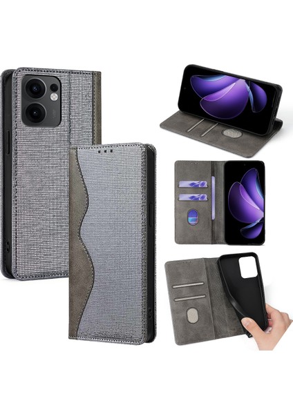 Oppo RENO13 F 5g / RENO13 F 4g Cüzdan Dalga Şekli Rfıd Engelleme Pu Deri Halkalı Telefon Kılıfı Kapağı (Yurt Dışından)