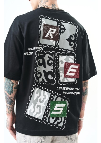 Erkek Low Vision Nakışlı Oversize T-Shirt Siyah fırsatları