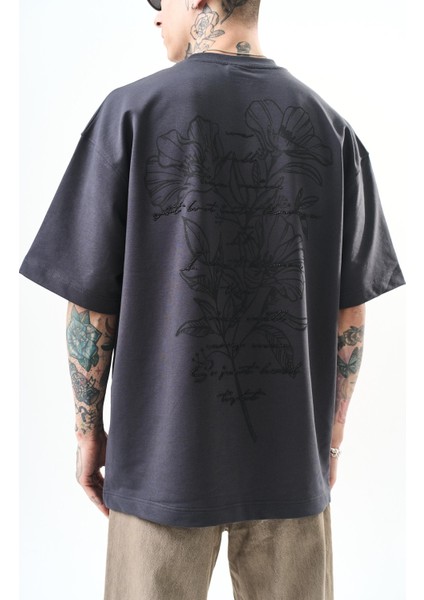 Erkek Just Hold Nakışlı Oversize T-Shirt Füme fırsatları