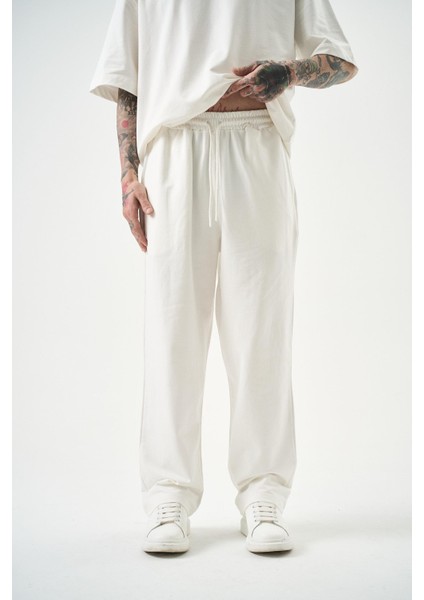 Erkek Basic Baggy Eşofman Altı Ekru