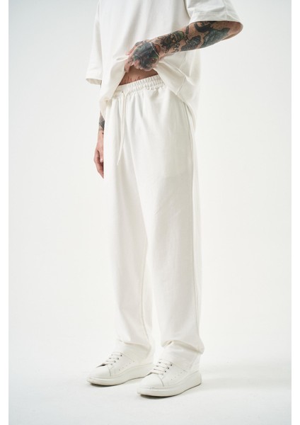 Erkek Basic Baggy Eşofman Altı Ekru