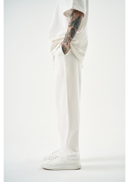 Erkek Basic Baggy Eşofman Altı Ekru