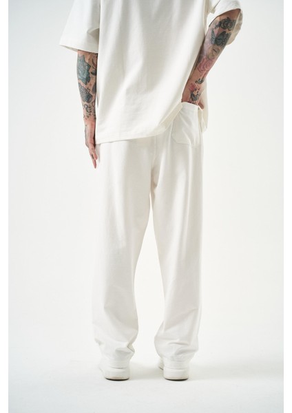Erkek Basic Baggy Eşofman Altı Ekru