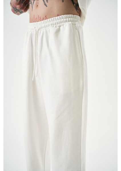 Erkek Basic Baggy Eşofman Altı Ekru