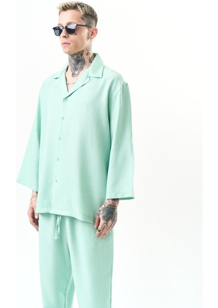 Erkek Fakir Kol Oversize Sofia Gömlek Mint