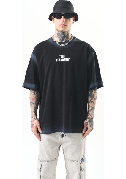 Erkek The Standard Baskılı Oversize T-Shirt Siyah