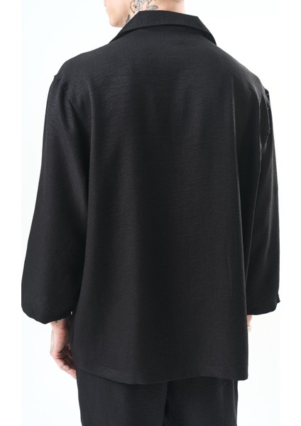 Erkek Fakir Kol Oversize Sofia Gömlek Siyah