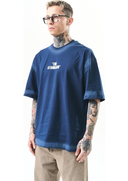 Erkek The Standard Baskılı Oversize T-Shirt Indigo fiyatları
