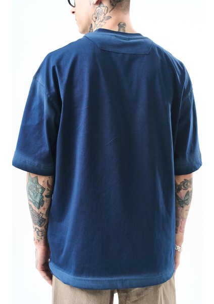 Erkek The Standard Baskılı Oversize T-Shirt Indigo indirimleri