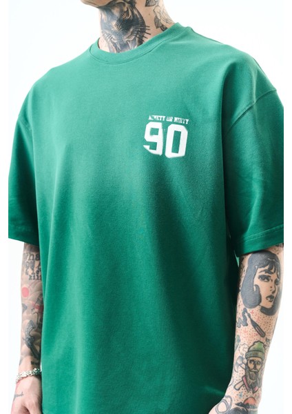 Erkek Ninety Baskılı Oversize T-Shirt Nefti indirimleri