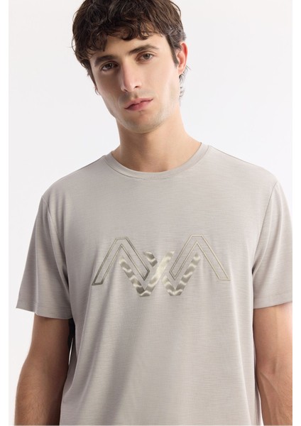 Erkek Vizon Bisiklet Yaka Baskılı Shoft Touch Flamlı T-Shirt A51Y1106 fiyatları