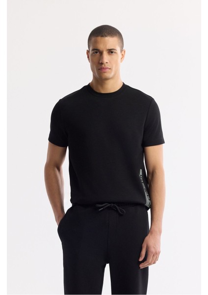 Erkek Siyah Beli Lastikli Bağcıklı Bi-Stretch Regular Fit Eşofman Altı A51Y3412