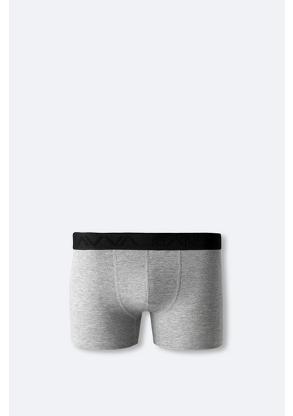 Erkek Gri Pamuklu Esnek Düz Boxer B009505