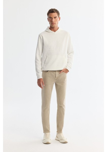 Erkek Ekru Kapüşonlu Baskılı Elastan Sweatshirt A42y1332 indirimleri