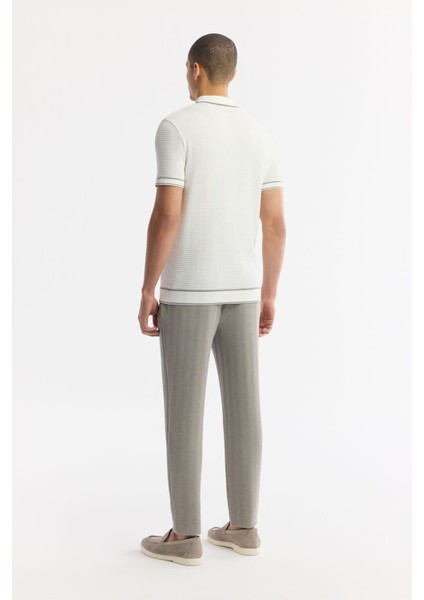 Erkek Ekru Regular Fit Polo Yaka Dokulu Rayon Triko T-shirt A51y5165 modelleri