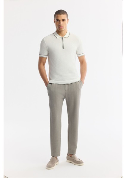 Erkek Ekru Regular Fit Polo Yaka Dokulu Rayon Triko T-shirt A51y5165 fırsatları