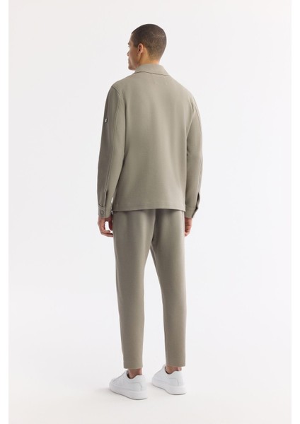 Erkek Yağ Yeşili Comfort Fit Klasik Yaka Çift Cep Kapaklı Jersey Gömlek Ceket A51y2048 fırsatları