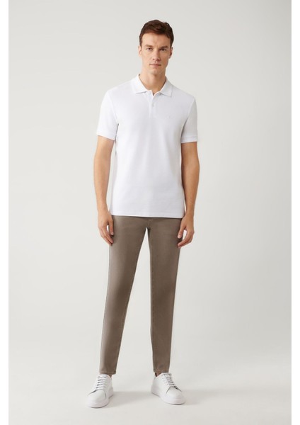 Erkek Beyaz Kıvrılmaz Polo Yaka %100 Pamuk Basic Regular Fit T-Shirt B001032 indirimleri