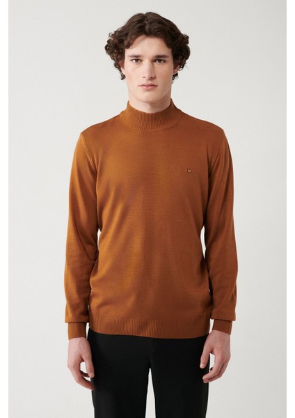 Erkek Kamel Yarım Balıkçı Yaka Tüylenmeyen Triko Regular Fit Kazak E005001 fiyatları