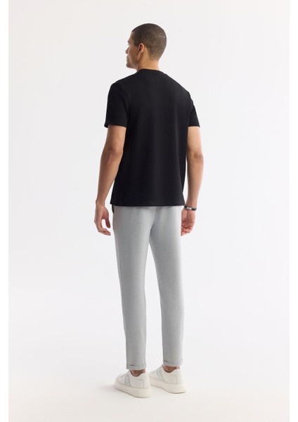 Erkek Siyah Regular Fit Bisiklet Yaka Reflektörlü Bi Stretch İnterlok T-Shirt A51Y1037