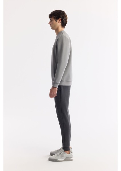 Erkek Gri Bisiklet Yaka Baskılı Bi Stretch Interlok Sweatshirt A51y1208 modelleri