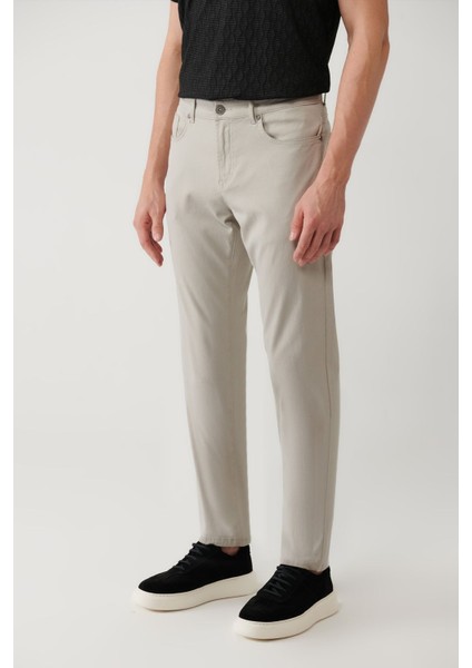Erkek Taş Klasik Bel Armürlü Karışımlı 5 Cep Perge Slim Fit Pantolon A41Y3071
