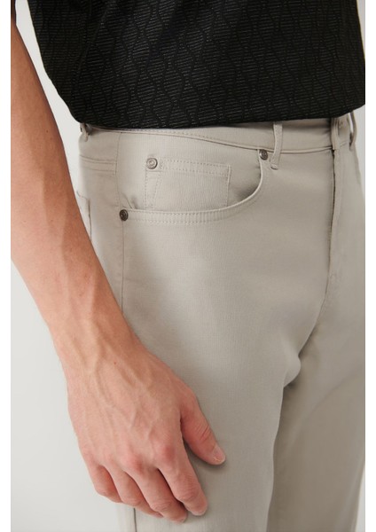 Erkek Taş Klasik Bel Armürlü Karışımlı 5 Cep Perge Slim Fit Pantolon A41Y3071
