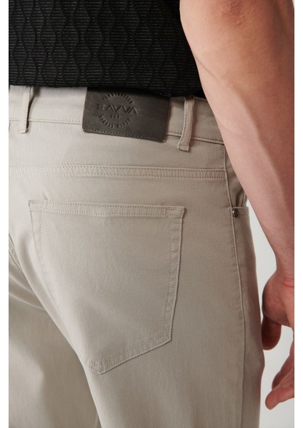 Erkek Taş Klasik Bel Armürlü Karışımlı 5 Cep Perge Slim Fit Pantolon A41Y3071