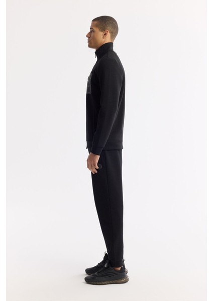 Erkek Siyah Dik Yaka Fermuarlı Bi-Stretch İnterlok Regular Fit Sweatshirt A51Y1219 fırsatları