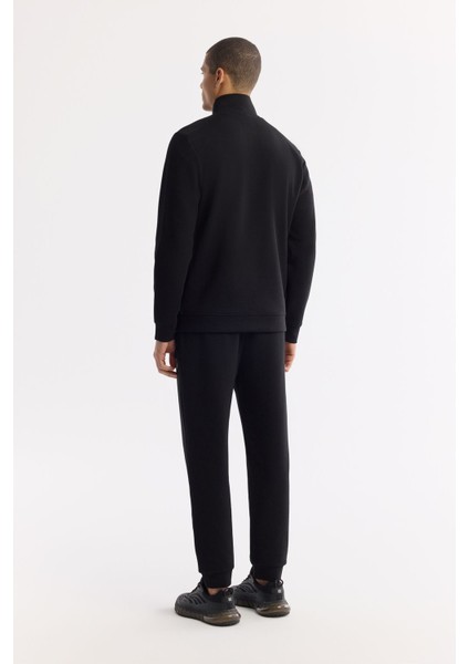 Erkek Siyah Dik Yaka Fermuarlı Bi-Stretch İnterlok Regular Fit Sweatshirt A51Y1219 indirimleri