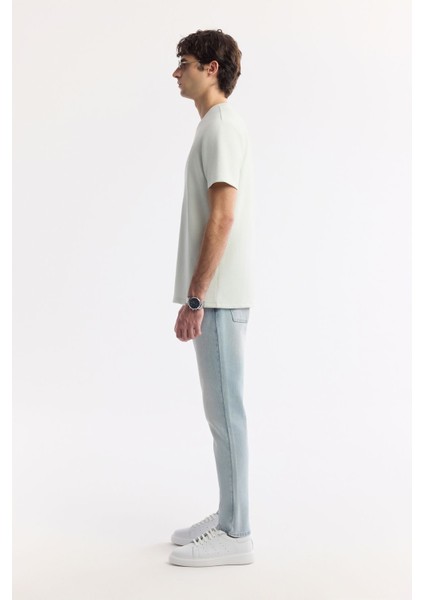 Erkek Su Yeşili Bisiklet Yaka Baskılı Bi Stretch Interlok T-shirt A51y1044 fırsatları