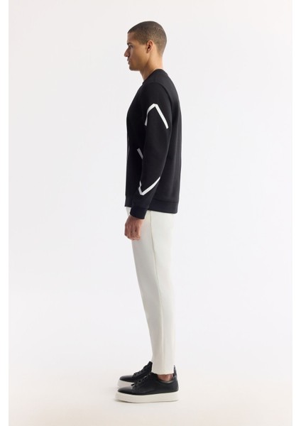 Erkek Siyah Bisiklet Yaka Baskılı Bi Stretch Interlok Sweatshirt A51y1226 fırsatları