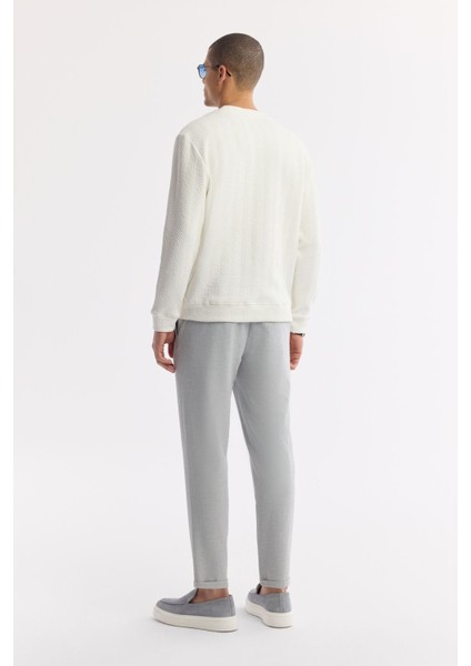 Erkek Ekru Bisiklet Yaka Jakarlı Elastan Sweatshirt A51y1228 fırsatları
