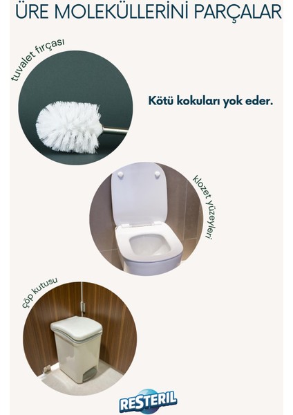 Resteril Klozet Kapağı Dezenfektan Sprey Alkolsüz Parfümsüz %99.99 Sterilizasyon Çanta Boy 100-500ML