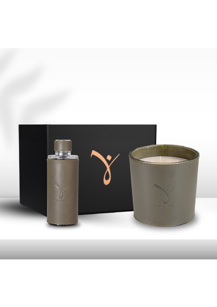 Deri Soul Haki Yeşili Mum 1000GR & Deri Soul Haki Yeşili Kolonya 250ML Hediye Seti