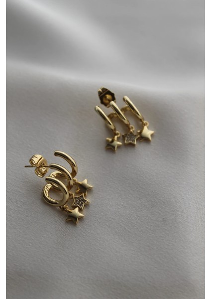 Vip Çelik Üçlü Görünümlü Zirkon Taş Detaylı Yıldız Küpe fiyatları