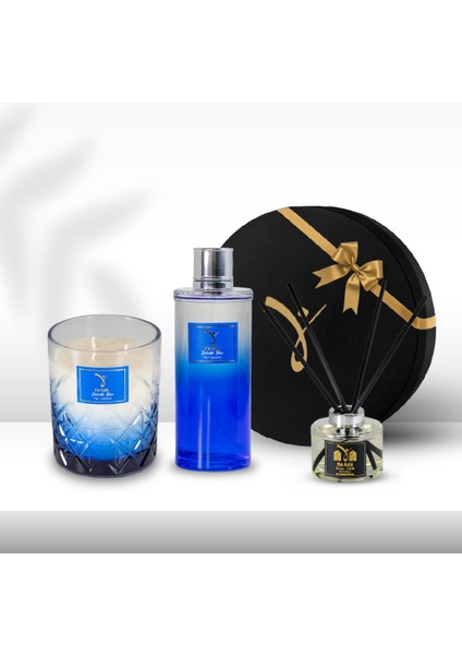 Delicate Blue 300GR Mum & Delicate Blue Kolonya 250ML & Nevin Diffuser 150ML Hediye Seti