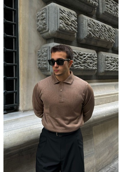 Erkek Standart Fit Normal Kesim Polo Yaka Triko Kazak
