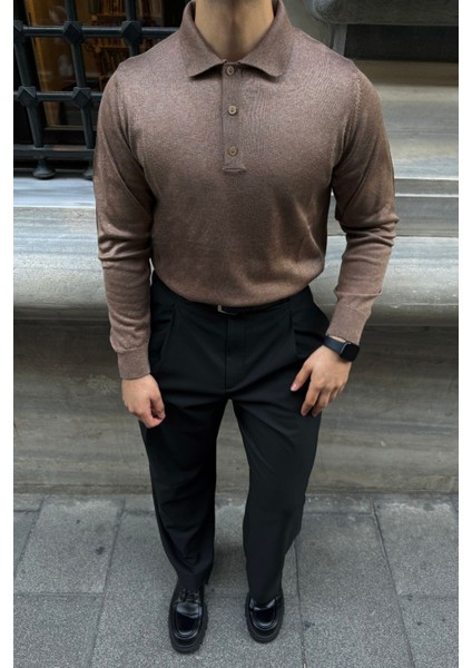 Erkek Standart Fit Normal Kesim Polo Yaka Triko Kazak modelleri