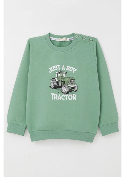 Erkek Çocuk Sweatshirt Çiftliğin Şimşeği 1.5-5 Yaş, Mint Yeşili