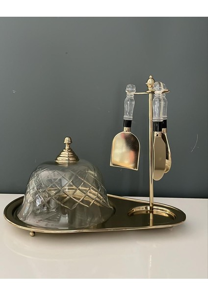 Gold Kapaklı Kek Sunum Seti 31 x 21 x 25,5 cm