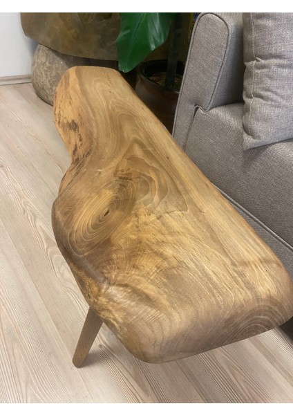 2180047 Ceviz El Yapımı Kütük Orta Sehpa 90 x 32, Yükseklik:47