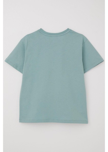 Erkek Çocuk Tişört Çift Cep Detaylı Kabartma Yazı Baskılı 6-12 Yaş, Su Yeşili fiyatları