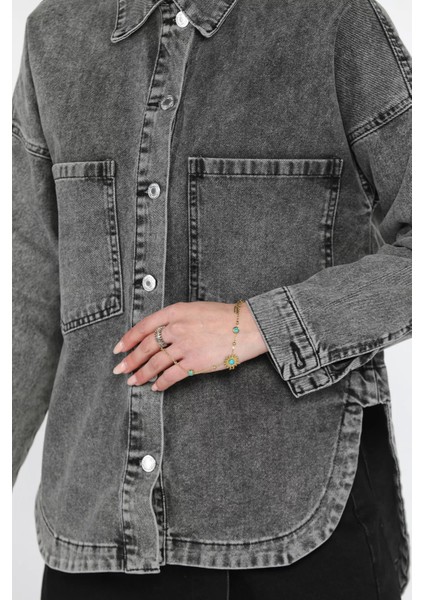 Kadın Çift Cepli Jean Kot Ceket fırsatları