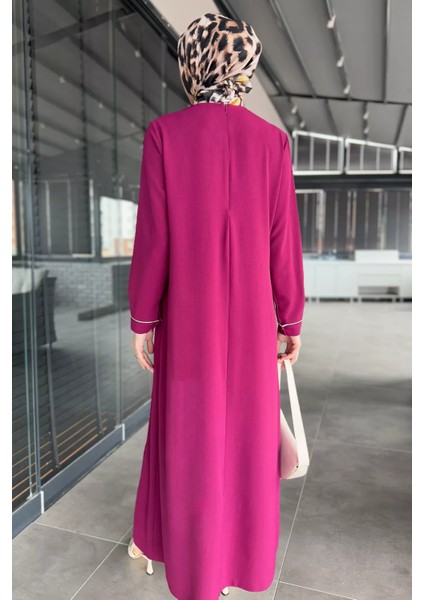 Kadın Bel Kuşaklı Taş Işlemeli Büyük Beden Tesettür Elbise fırsatları