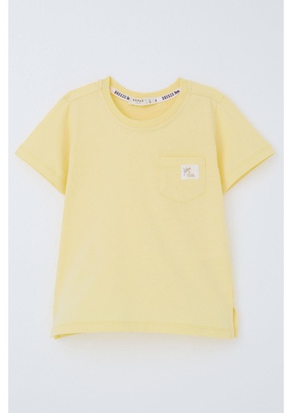 Erkek Çocuk Tişört Cool Yazı Armalı Cepli 1.5-5 Yaş, Sarı