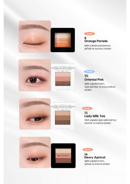 Yumuşak Dokulu, Dökülme Yapmayan 3 Renkli Göz Farı Triple Shadow (No.14 Dewy Apricot)