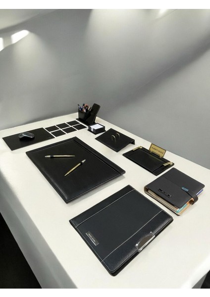 Özel Lüx Set - Deri Sümen Takımı - Organizer Defter - Sekreterlik Seti-Kişiye Özel Isimli